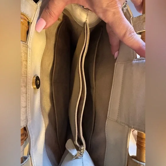 Brahmin Cecelia Croc-Embossed Bag with Bamboo Handles - Picture 12 of 16